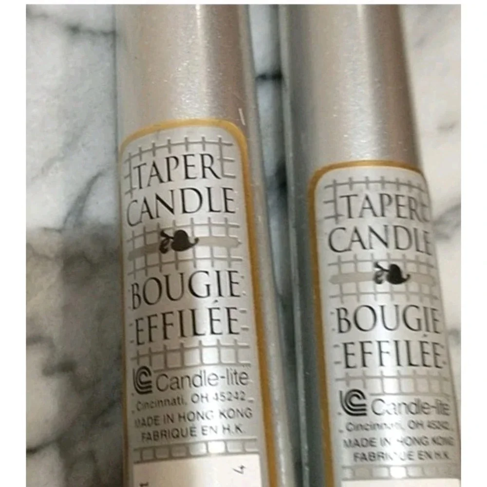 NWT Pair‎ Of Silver Metallic Tapered Candle Lite 11.5